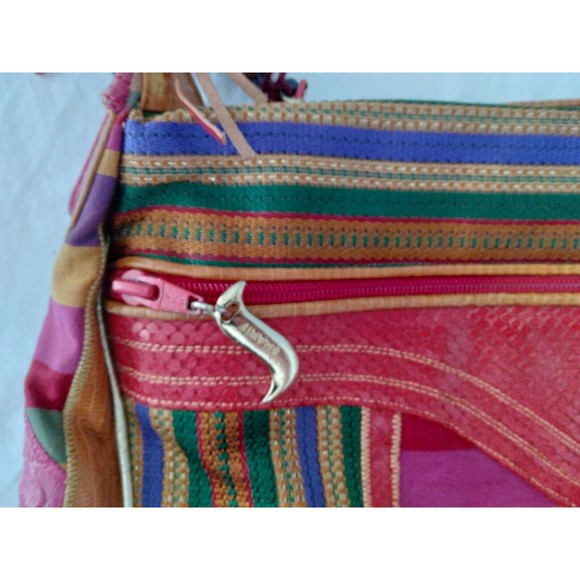 SHARIF Leather Reptile Skin Fabric Bag Purse Multicolor - Picture 5 of 12